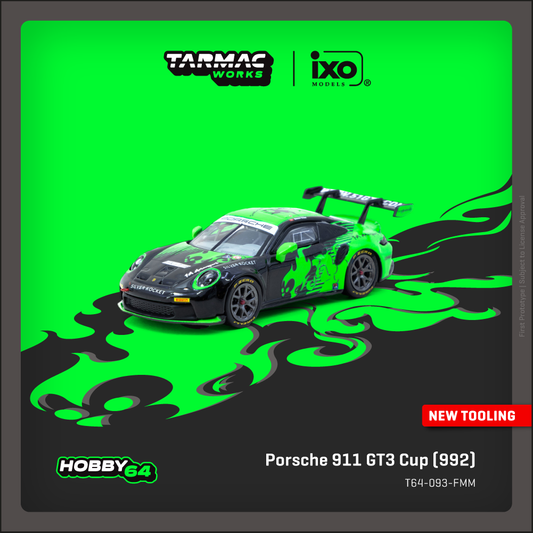 (PRE-ORDER) TARMAC WORKS HOBBY64 1:64 Porsche 911 GT3 Cup (992) Fire Monkey Motorsport T64-093-FMM