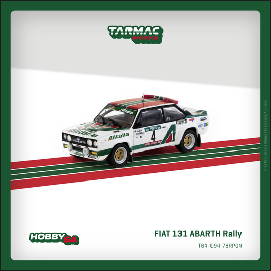 (PRE-ORDER) TARMAC WORKS HOBBY64 1:64 FIAT 131 ABARTH Rally Rallye de Portugal - Vinho do Porto 1978 Winner Markku Alén / Ilkka Kivimäki T64-094-78RP04