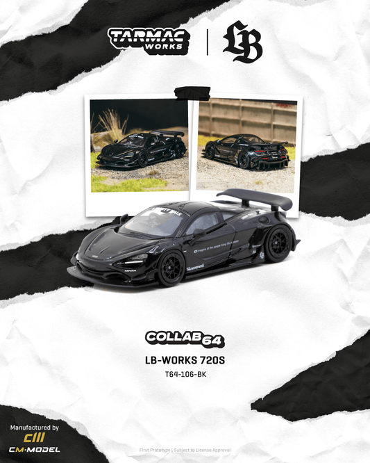 (PRE-ORDER) TARMAC COLLAB64 1:64 LB-WORKS 720S Black T64-106-BK