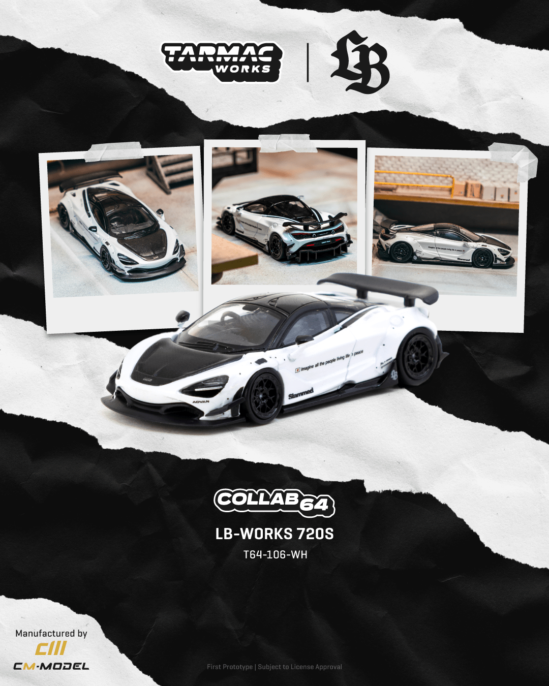 (PRE-ORDER) TARMAC COLLAB64 1:64 LB-WORKS 720S White T64-106-WH