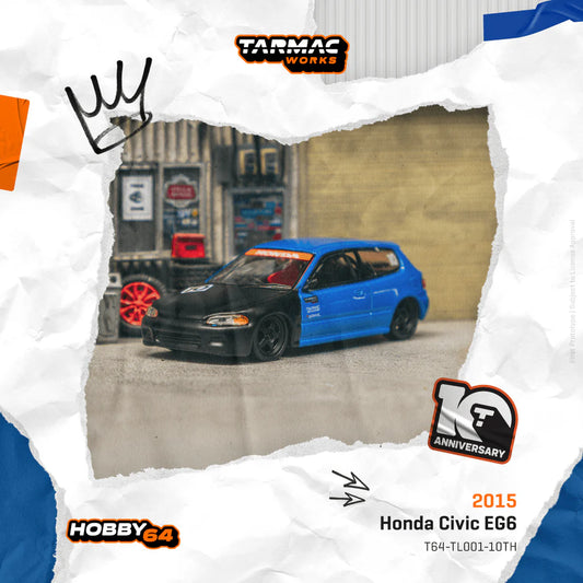 (PRE-ORDER) TARMAC WORKS HOBBY64 1:64 Honda Civic EG6 Tarmac Works 10th Anniversary T64-TL001-10TH