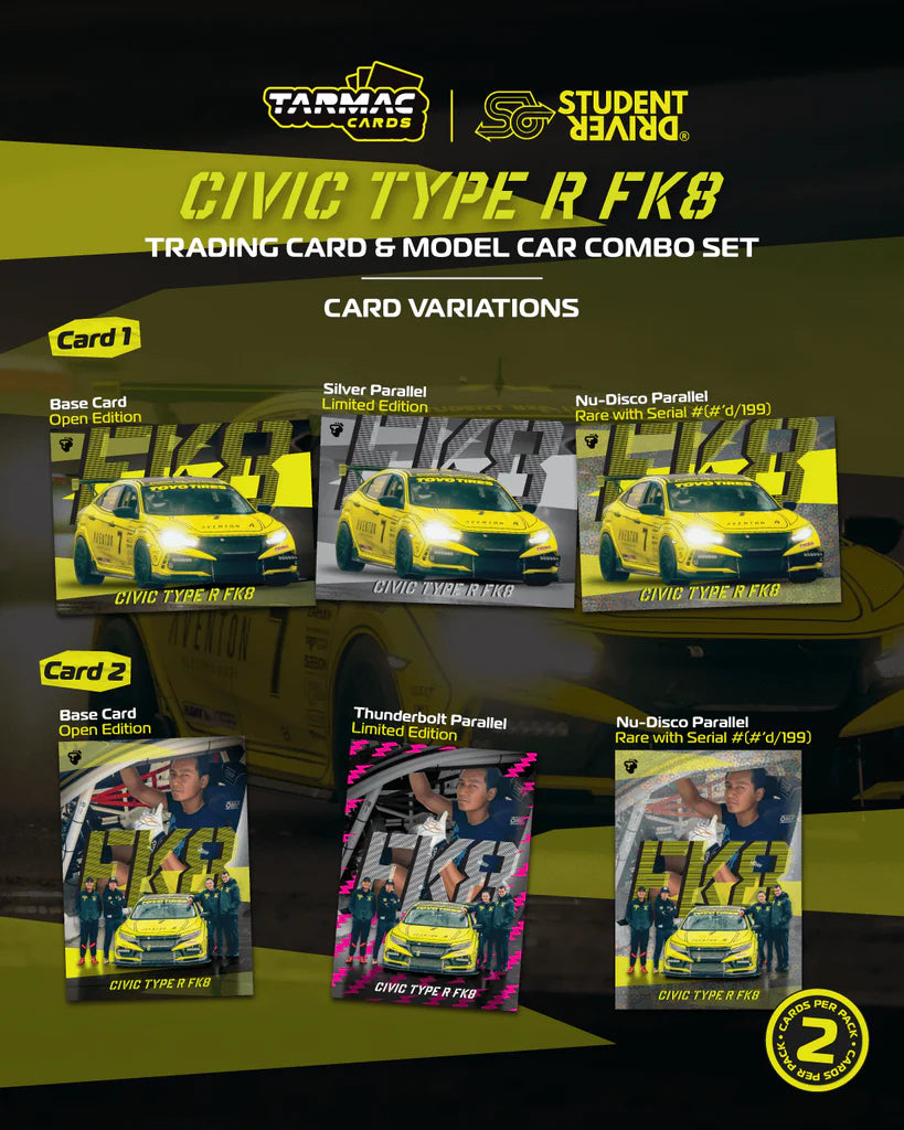 (PRE-ORDER) TARMAC HOBBY64 1:64 Honda Civic TYPE R FK8 NASA Western Endurance Racing Championship 2022 Model Car + Trading Cards Combo Set T64-TL014-SD07