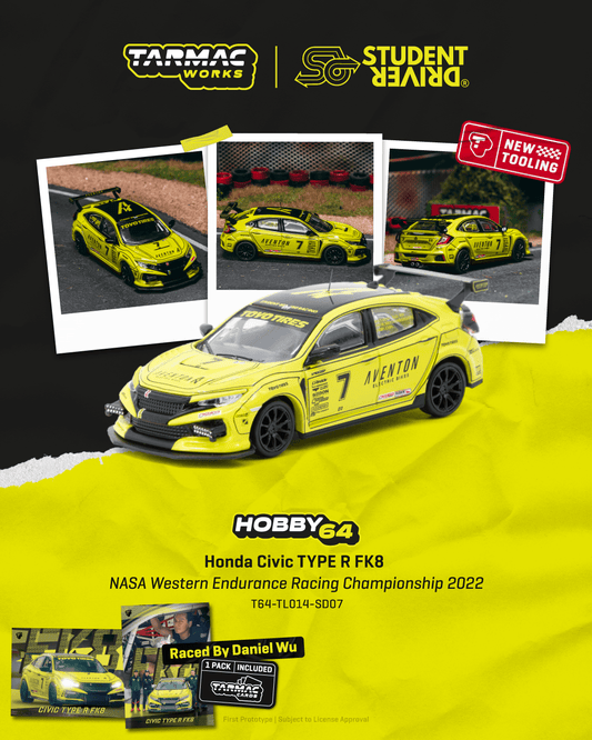 (PRE-ORDER) TARMAC HOBBY64 1:64 Honda Civic TYPE R FK8 NASA Western Endurance Racing Championship 2022 Model Car + Trading Cards Combo Set T64-TL014-SD07