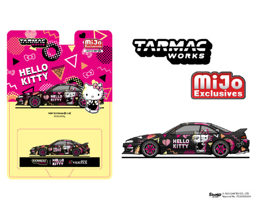 (PRE-ORDER) Tarmac Works 1:64 Vertex Nissan Silvia S14 Hello Kitty Special Limited Edition – Black Chrome – Mijo Exclusive