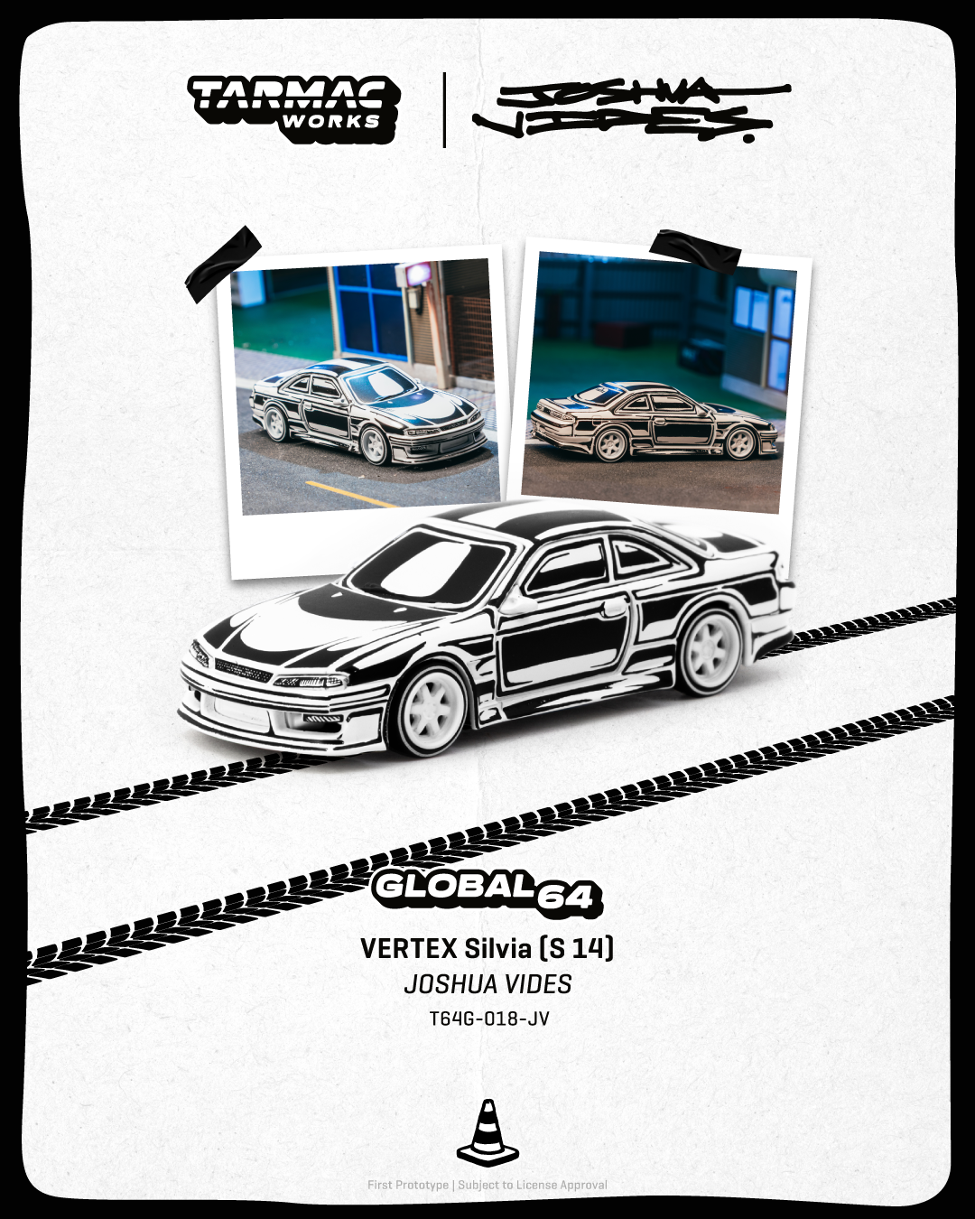 (PRE-ORDER) TARMAC WORKS GLOBAL64 1:64 VERTEX Silvia (S14) - Designed by JOSHUA VIDES T64G-018-JV