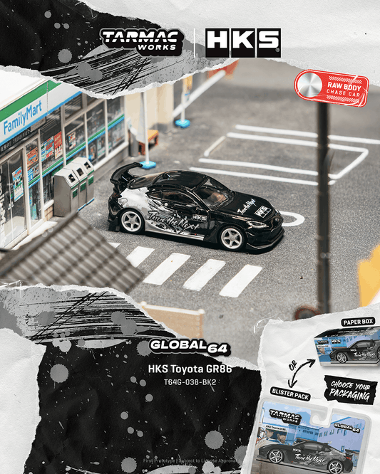 (PRE-ORDER) Tarmac Works GLOBAL64 1:64 HKS Toyota GR86 Black T64G-038-BK2 **CHASE CARS ARE RANDOMLY PACKED**
