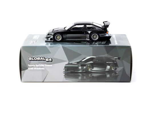 (PRE-ORDER) TARMAC WORKS GLOBAL64 1:64 Toyota Sprinter Trueno AE86 Widebody Black/Grey T64G-060-BG