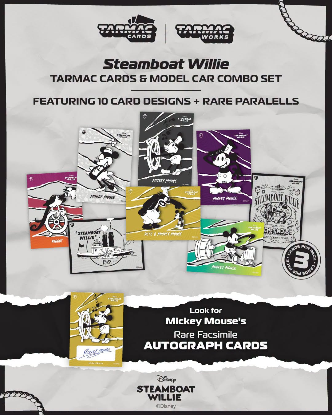 (PRE-ORDER) Tarmac Works 1:64 Toyota Sprinter Trueno AE86 Widebody by Jon Sibal Mickey & Friends Steamboat Willie - Model Car + Tarmac Cards Combo Set T64G-060-STEAM T64G-060-STEAM