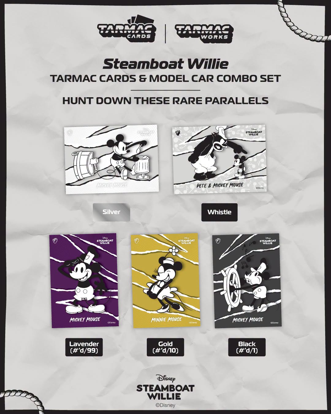 (PRE-ORDER) Tarmac Works 1:64 Toyota Sprinter Trueno AE86 Widebody by Jon Sibal Mickey & Friends Steamboat Willie - Model Car + Tarmac Cards Combo Set T64G-060-STEAM T64G-060-STEAM