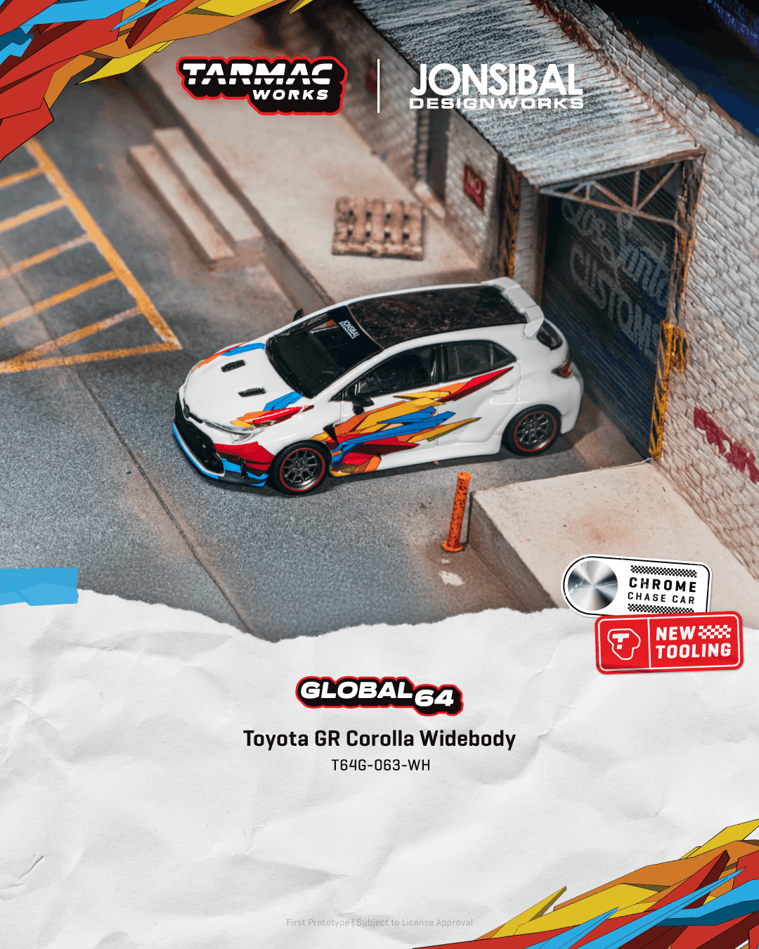 (PRE-ORDER) Tarmac Works GLOBAL64 1:64 Toyota GR Corolla Widebody White T64G-063-WH