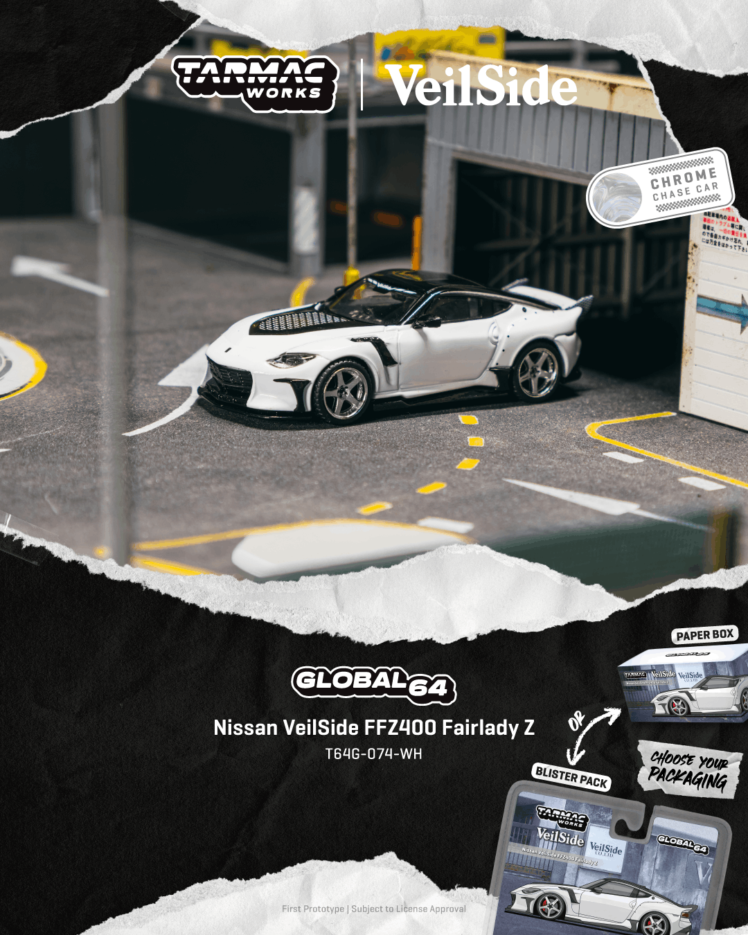 (PRE-ORDER) Tarmac Works 1:64 Nissan VeilSide FFZ400 Fairlady Z White T64G-074-WH