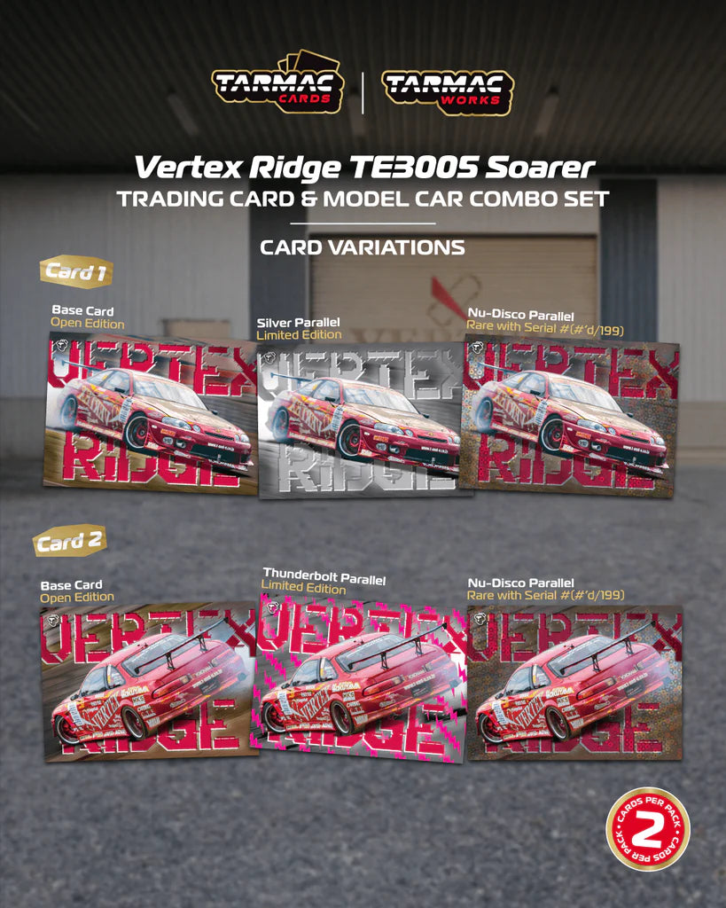 (PRE-ORDER) TARMAC WORKS GLOBAL64 1:64 Vertex Ridge TE3005 Soarer Model Car + Trading Cards Combo Set T64G-080-TE3005
