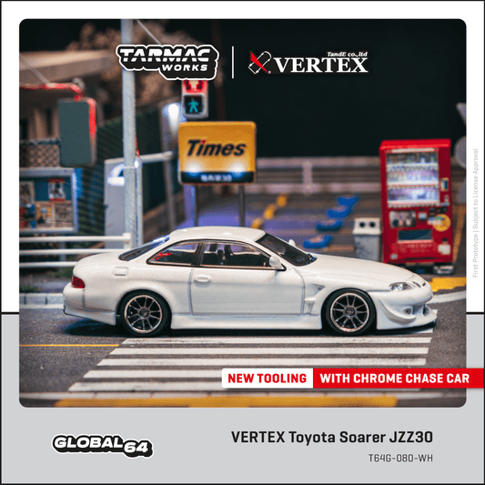 (PRE-ORDER) TARMAC WORKS GLOBAL64 1:64 VERTEX Toyota Soarer JZZ30 White T64G-080-WH