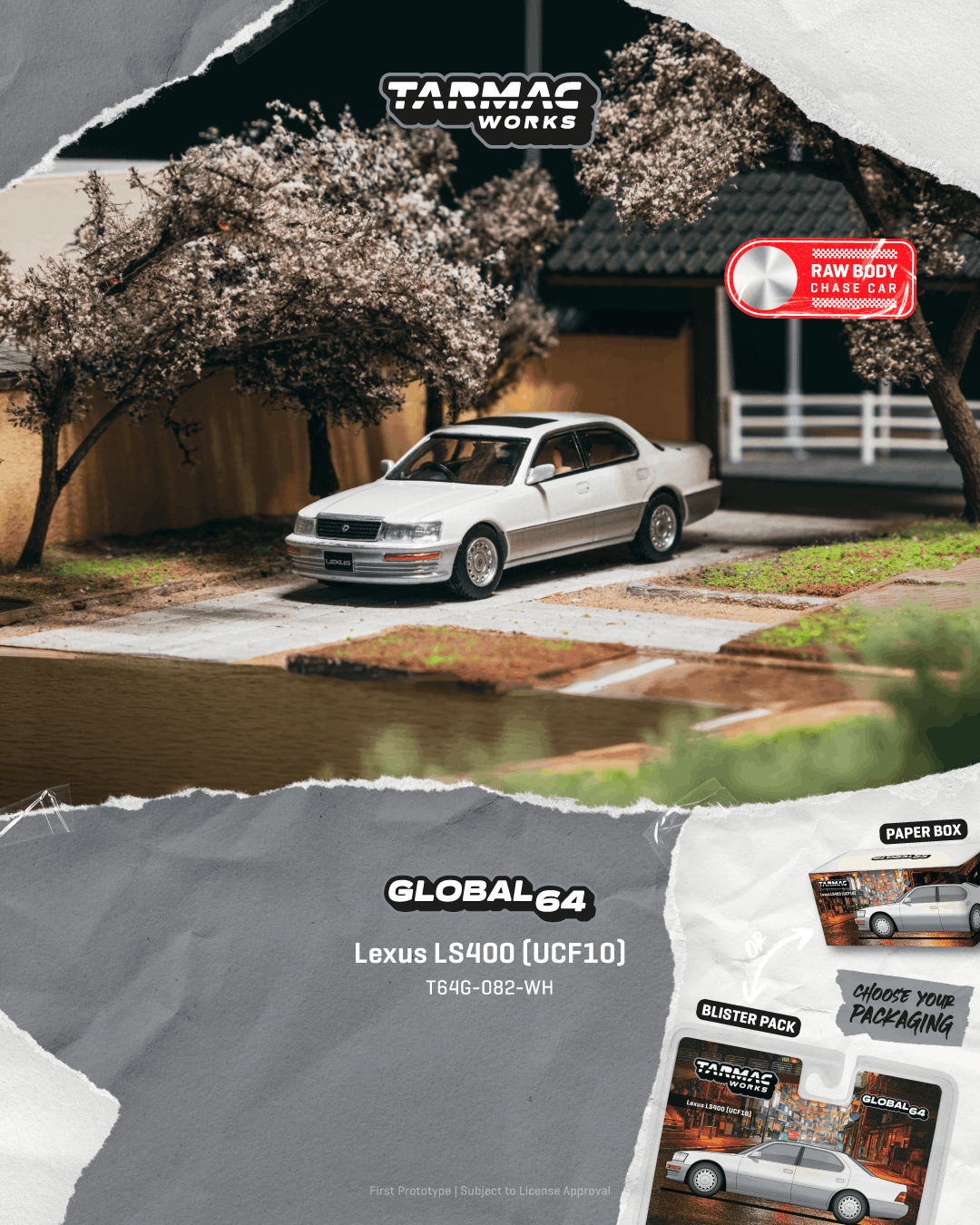 (PRE-ORDER) Tarmac Works GLOBAL64 1:64 Lexus LS400 (UCF10) Pearl White T64G-082-WH