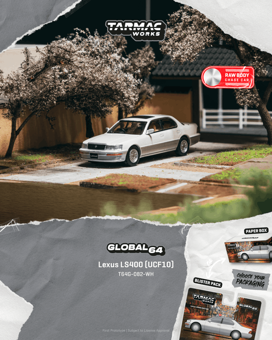 (PRE-ORDER) Tarmac Works GLOBAL64 1:64 Lexus LS400 (UCF10) Pearl White T64G-082-WH