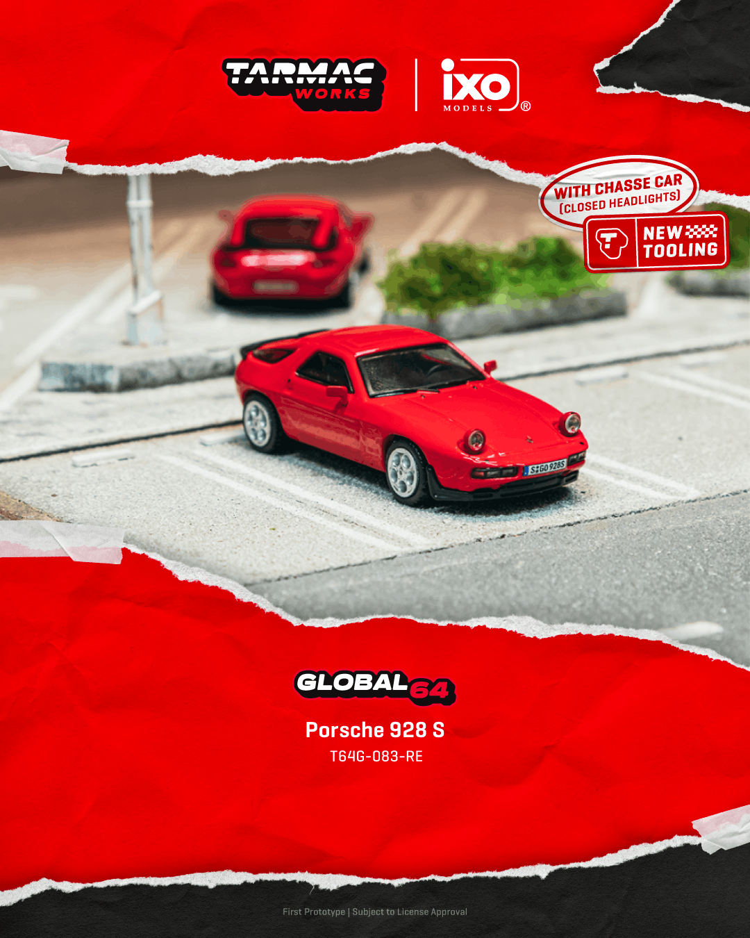 (PRE-ORDER) TARMAC GLOBAL64 1:64 Porsche 928 S Red T64G-083-RE