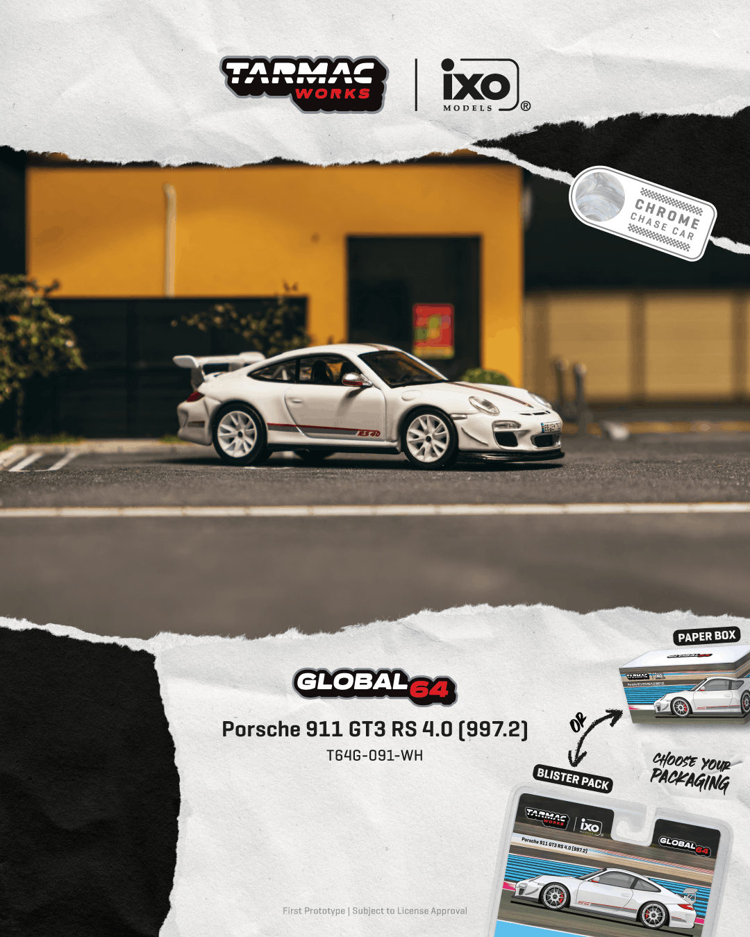 (PRE-ORDER) Tarmac Works 1:64 Porsche 911 GT3 RS 4.0 (997.2) White