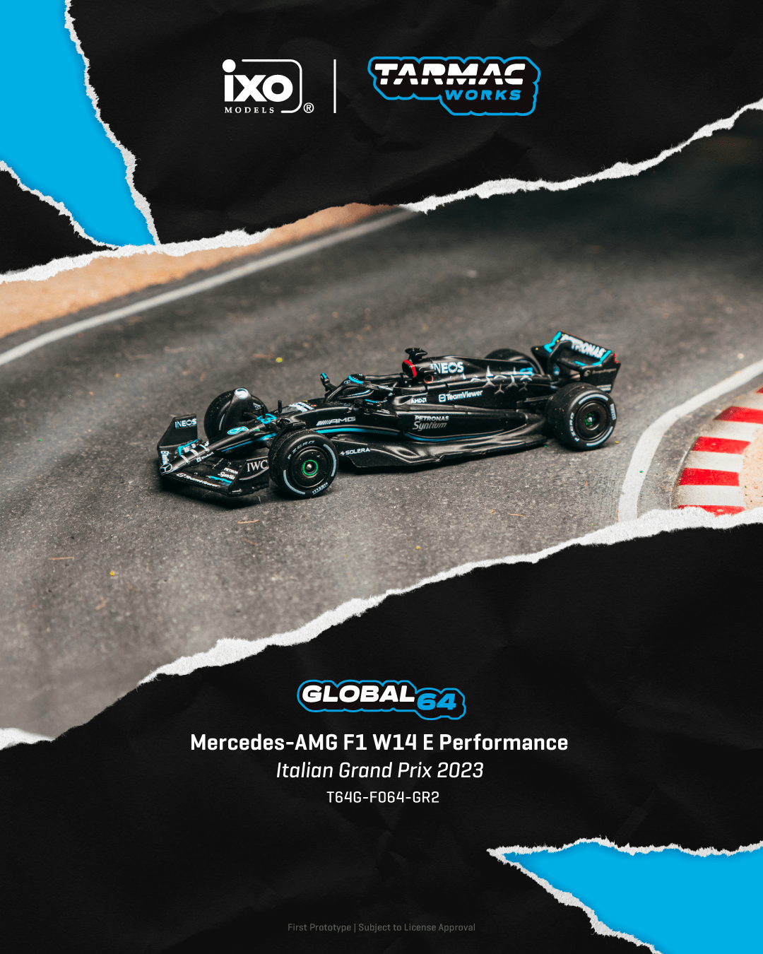 (PRE-ORDER) TARMAC WORKS GLOBAL64 1:64 Mercedes-AMG F1 W14 E Performance Italian Grand Prix 2023 George Russell T64G-F064-GR2