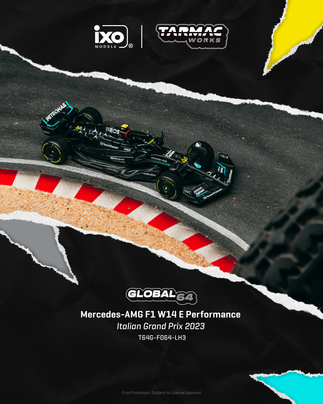 (PRE-ORDER) TARMAC GLOBAL64 1:64 Mercedes-AMG F1 W14 E Performance Italian Grand Prix 2023 Lewis Hamilton T64G-F064-LH3