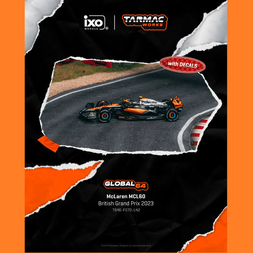 (PRE-ORDER) TARMAC WORKS GLOBAL64 1:64 McLaren MCL60 British Grand Prix 2023 Lando Norris T64G-F070-LN2