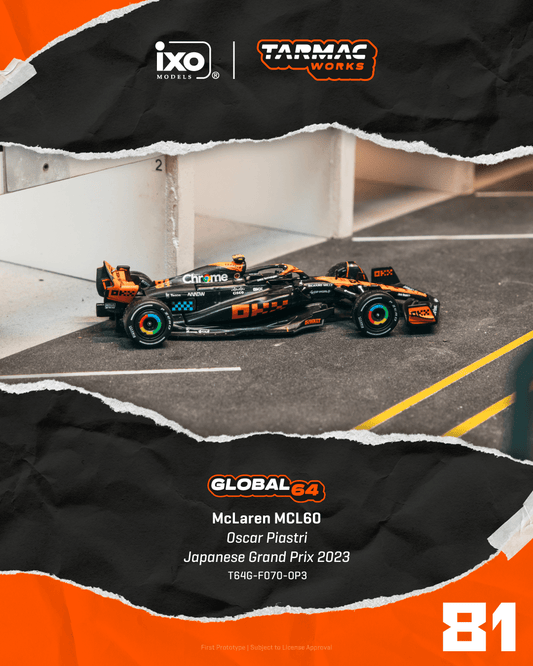 (PRE-ORDER) TARMAC GLOBAL64 1:64 McLaren MCL60 Japanese Grand Prix 2023 Oscar Piastri T64G-F070-OP3