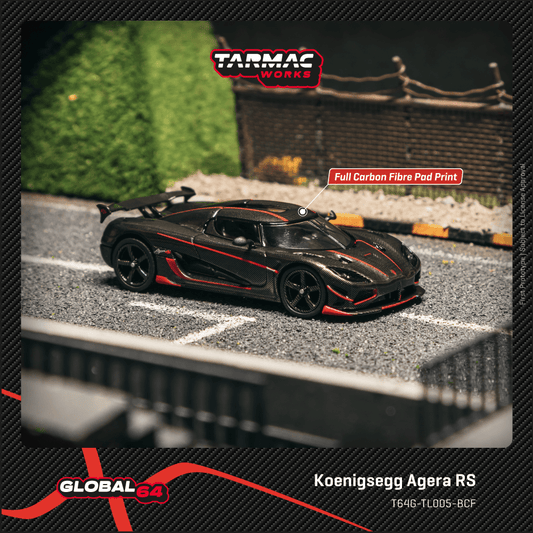 (PRE-ORDER) TARMAC WORKS GLOBAL64 1:64 Koenigsegg Agera RS Black Carbon Fiber / Red Accents T64G-TL005-BCF