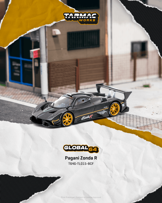 (PRE-ORDER) Tarmac Works GLOBAL64 1:64 Pagani Zonda R Matte Exposed Carbon Fiber T64G-TL015-BCF