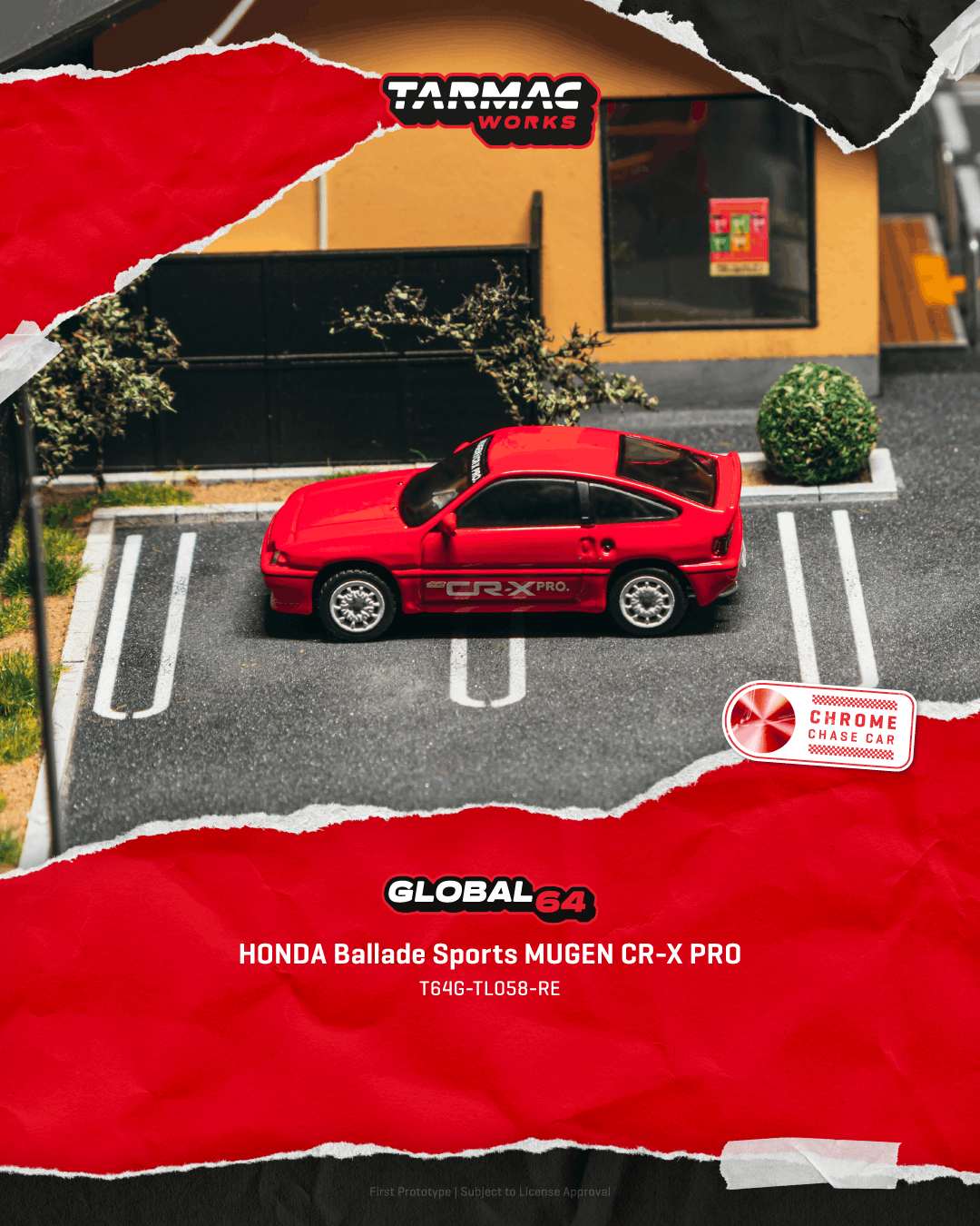 (PRE-ORDER) Tarmac Works GLOBAL64 1:64 HONDA Ballade Sports MUGEN CR-X PRO Red T64G-TL058-RE