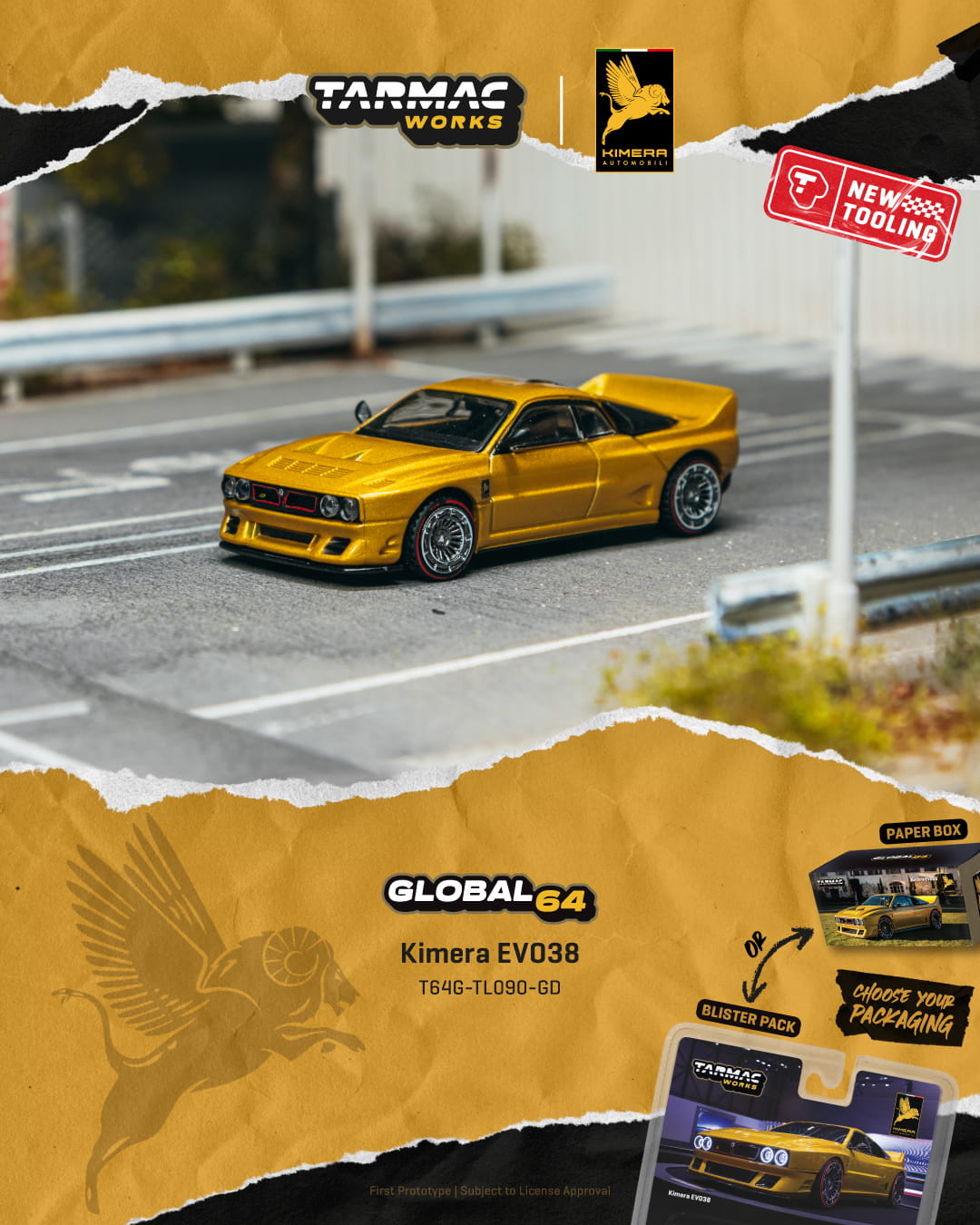 (PRE-ORDER) Tarmac Works 1:64 Kimera EVO38 Gold T64G-TL090-GD