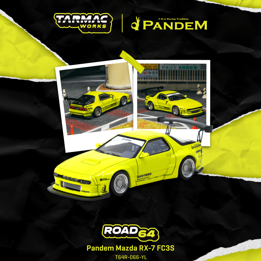 (PRE-ORDER) TARMAC WORKS ROAD64 1:64 Pandem Mazda RX-7 FC3S Yellow T64R-066-YL