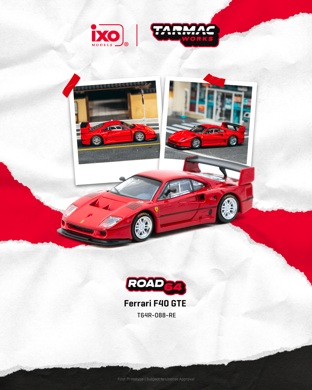 (PRE-ORDER) TARMAC WORKS ROAD64 1:64 Ferrari F40 GTE Red T64R-088-RE