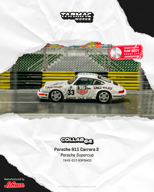 (PRE-ORDER) TARMAC COLLAB64 1:64 Porsche 911 Carrera 2 Porsche Supercup Monaco 1993 Winner T64S-017-93PSM33
