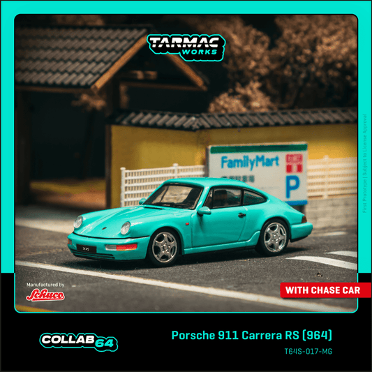 (PRE-ORDER) TARMAC WORKS COLLAB64 1:64 Porsche 911 Carrera RS (964) Mint Green T64S-017-MG