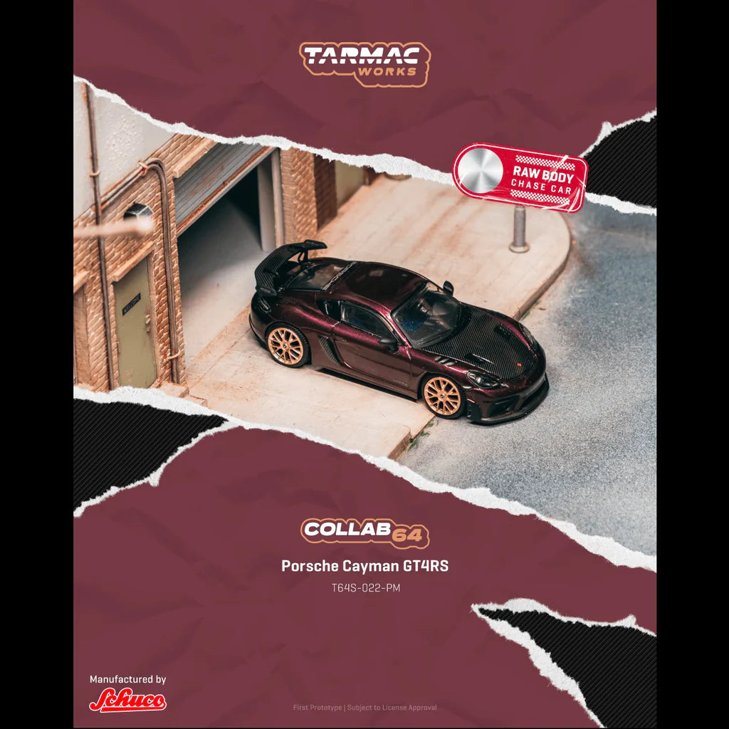 (PRE-ORDER) TARMAC WORKS COLLAB64 1:64 Porsche Cayman GT4RS Amethyst Metallic T64S-022-PM