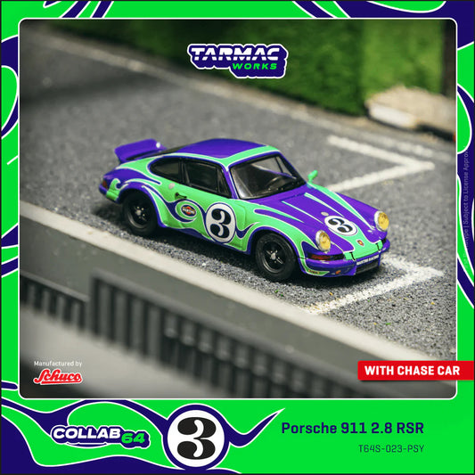 (PRE-ORDER) TARMAC WORKS COLLAB64 1:64 Porsche 911 2.8 RSR Psychodelic T64S-023-PSY