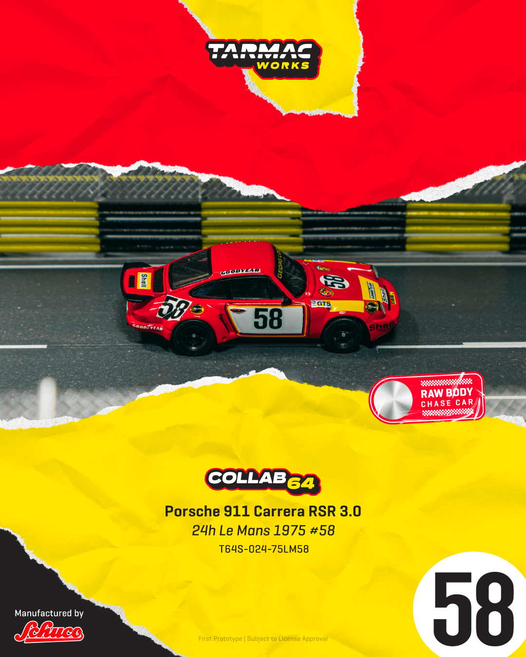 (PRE-ORDER) TARMAC WORKS COLLAB64 1:64 Porsche 911 Carrera RSR 3.0 24h Le Mans 1975 #58 T64S-024-75LM58