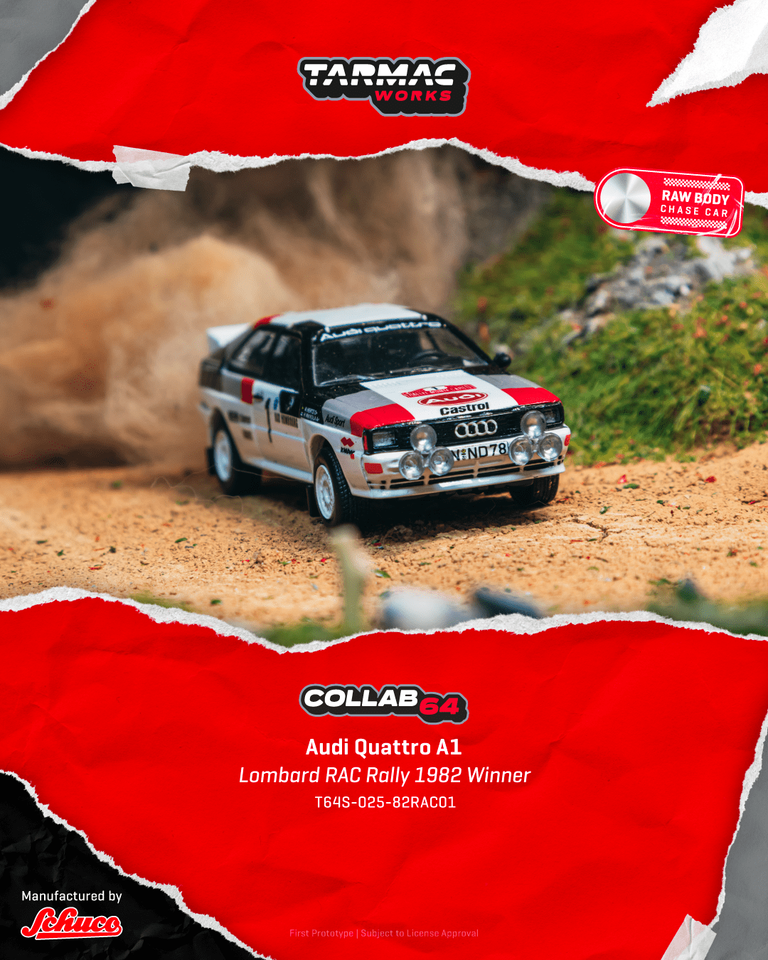 (PRE-ORDER) TARMAC GLOBAL64 1:64 Audi Quattro A1 Lombard RAC Rally 1982 #1 Winner T64S-025-82RAC01