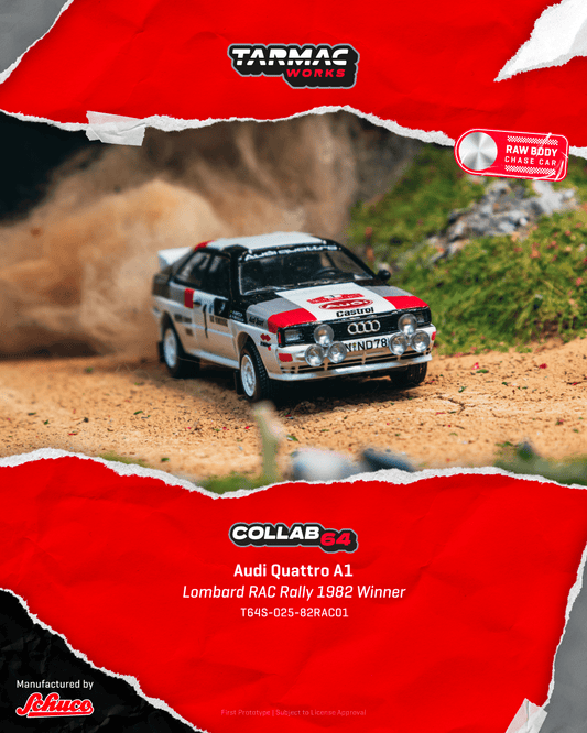 (PRE-ORDER) TARMAC GLOBAL64 1:64 Audi Quattro A1 Lombard RAC Rally 1982 #1 Winner T64S-025-82RAC01