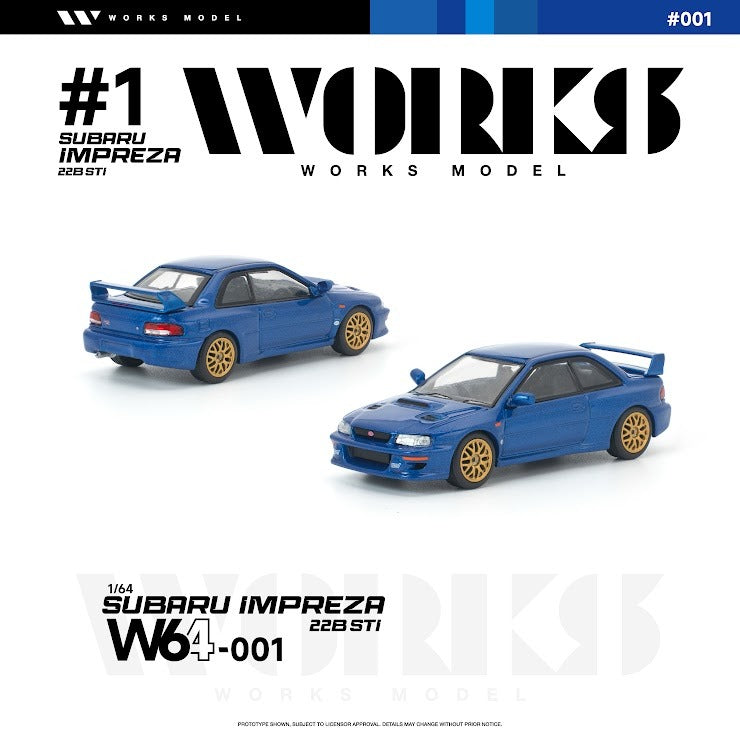 (PRE-ORDER) WORKS 1:64 SUBARU IMPREZA 22B STI BLUE W64-001