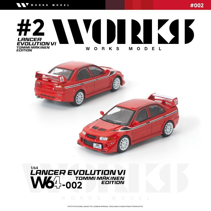 (PRE-ORDER) WORKS 1:64 MITSUBISHI LANCER EVOLUTION VI TOMMI MAKINEN RED W64-002