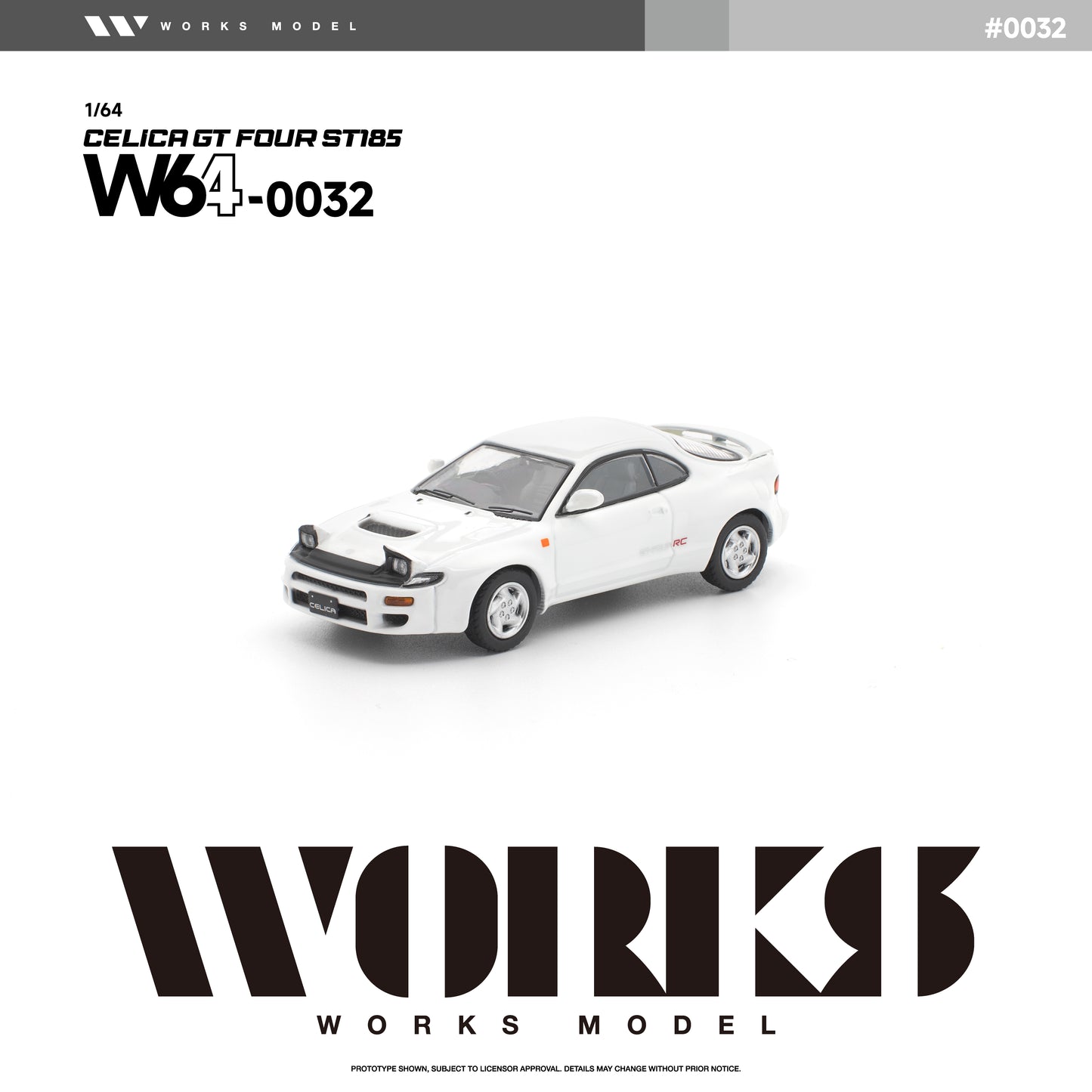 (PRE-ORDER) WORKS 1:64 TOYOTA CELICA GT FOUR ST185 WHITE W640032