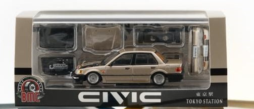 (PRE-ORDER) BM Creations 1:64 HONDA CIVIC EF2 - Champagne LHD (TOKYO STATION Exclusive Edition) 64B0451