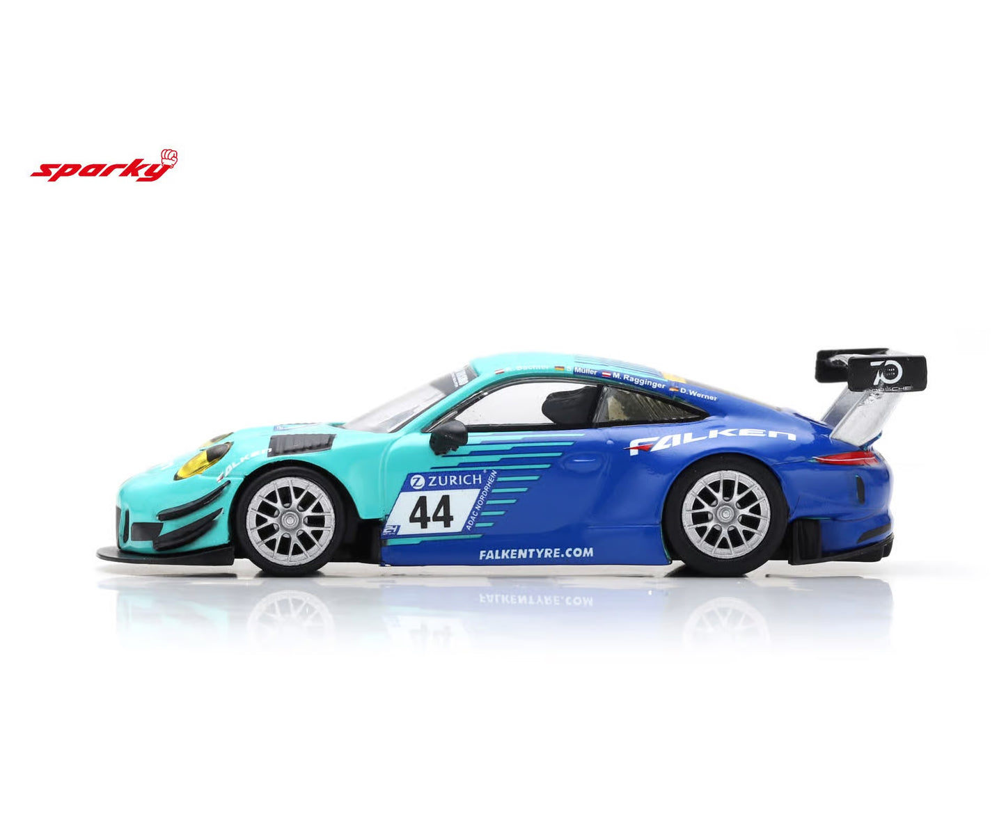 (PRE-ORDER) SPARK 1:64 Porsche 911 GT3 R No.44 Falken Motorsports 24H Nürburgring 2018 K. Bachler - S. Müller - M. Ragginger - D. Werner Y120
