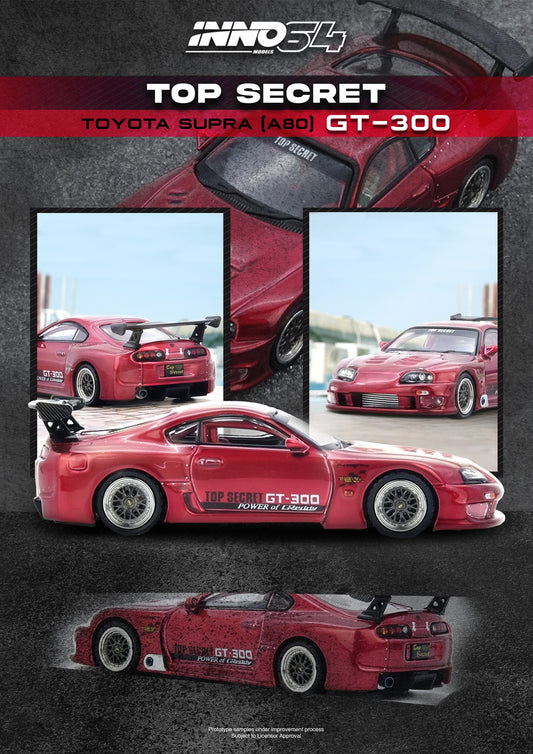 (PRE-ORDER) INNO64 1:64 TOYOTA SUPRA (A80) "TOP SECRET" Red IN64-A80TS-RED