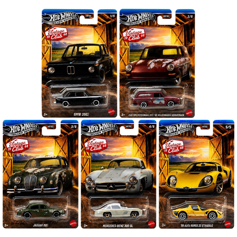 (PRE-ORDER) 2027 Hot Wheels Silver Series Vintage Club Racing MIX 1 Factory Set of 5 Cars HRT81-956L