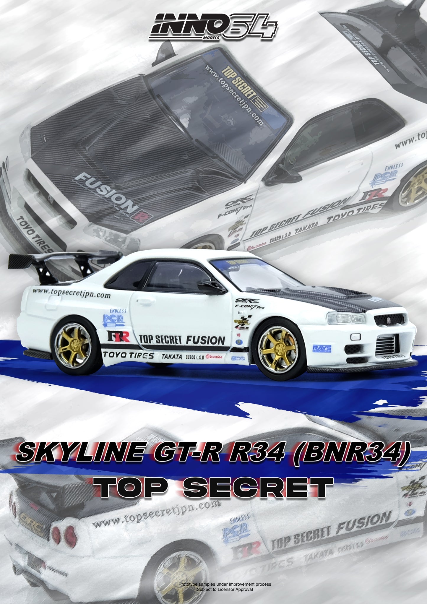 (PRE-ORDER) INNO64 1:64 TOP SECRET R34 GT-R White IN64-R34TS-WHI
