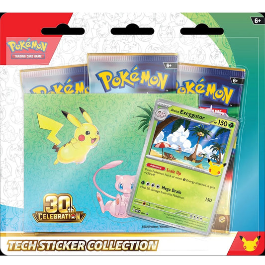 Pokemon 30th Celebration Tech Sticker Collection - Alolan Exeggutor 3 Pack