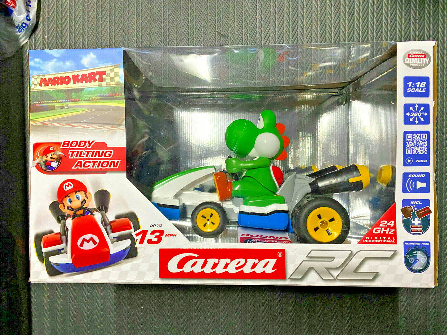 Carrera RC Mario Kart 1:16 2.4GHz Yoshi RARE and VHTF NIP RC CAR