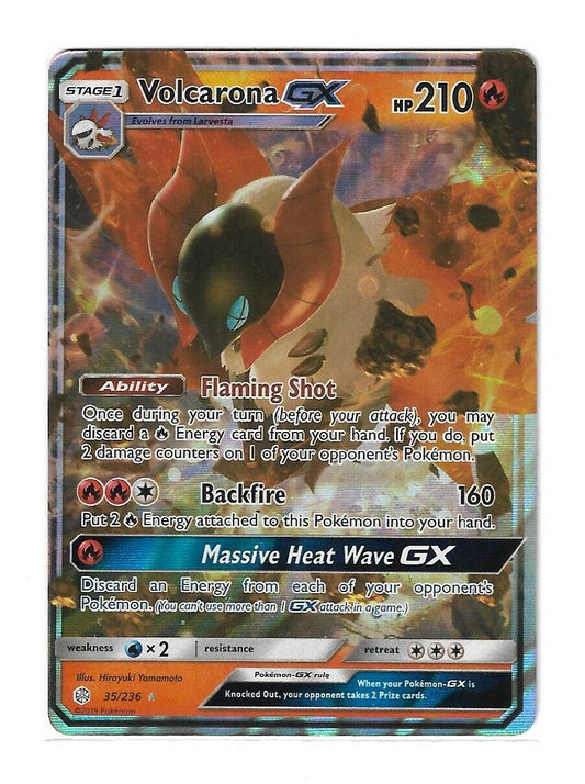 Pokémon Cosmic Eclipse Volcarona GX HOLO Ultra Rare #35/236 NM