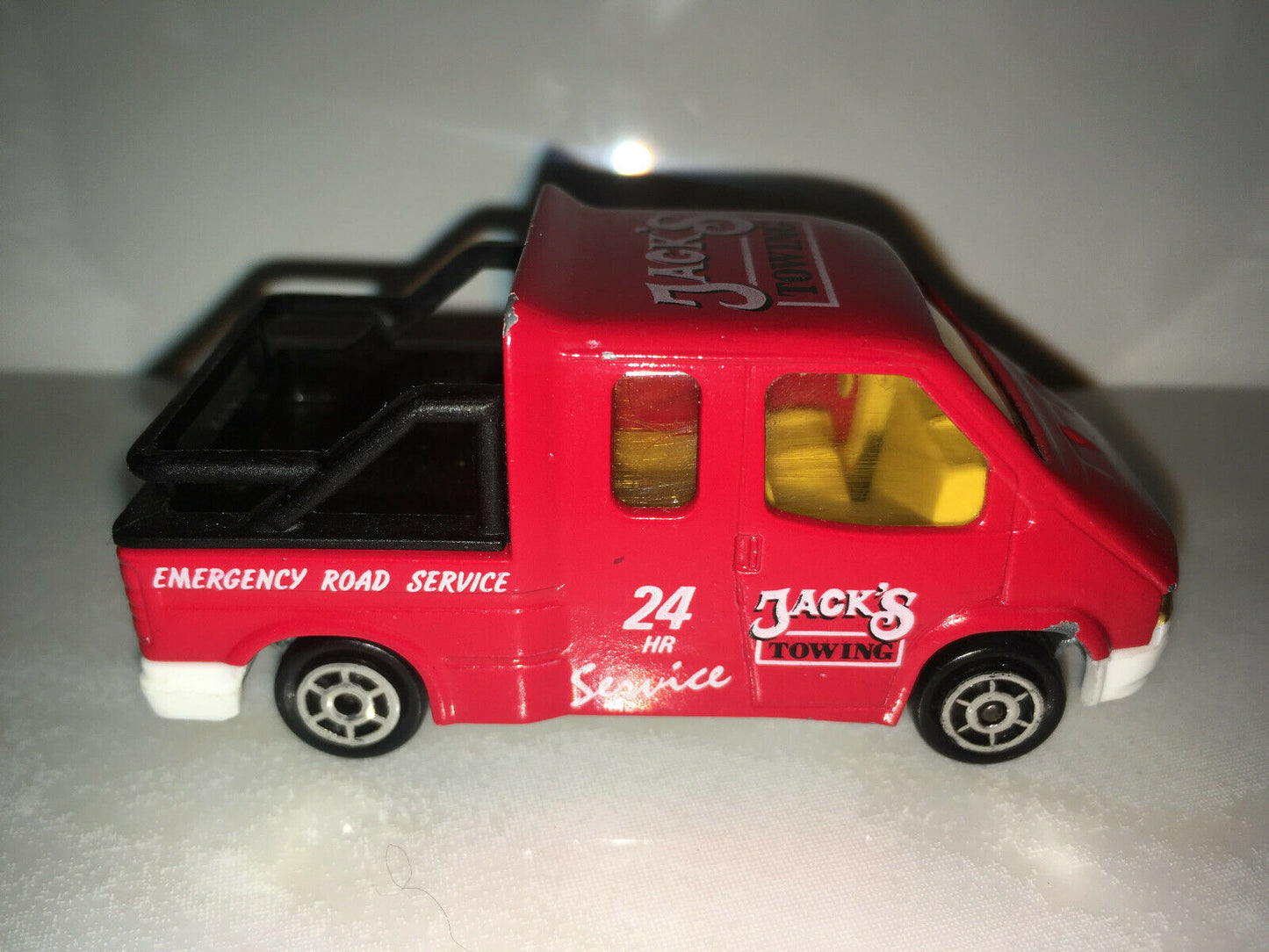 RARE VINTAGE Majorette #243 Ford Transit Van Half-Cab Tow Truck Jack's Towing